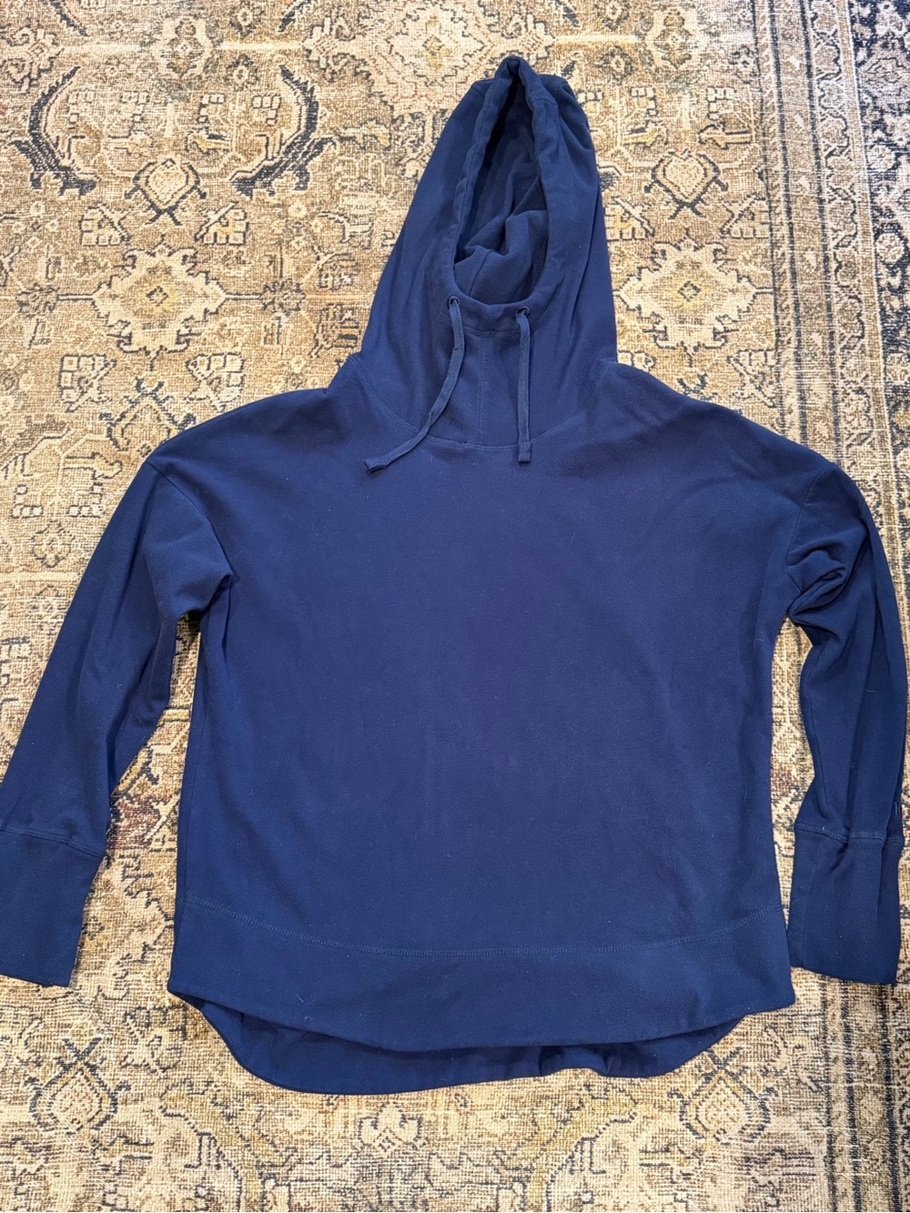 tentree Navy Hooded Cowl Neck Sweater